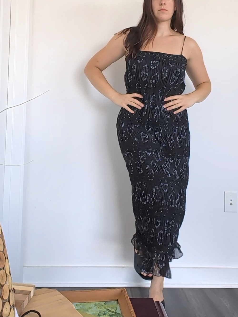 Gianni Bini Floral & Sequin Tiered Midi Dress